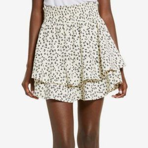 Socialite Print Tiered Miniskirt
